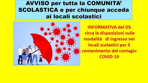 Avvio ANNO SCOLASTICO 2020-21 Accesso ai locali scolastici